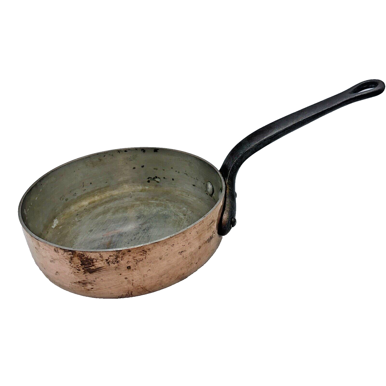 Vintage Sauce Pan Pot Hammered Cast Iron Handle France Heavy #3