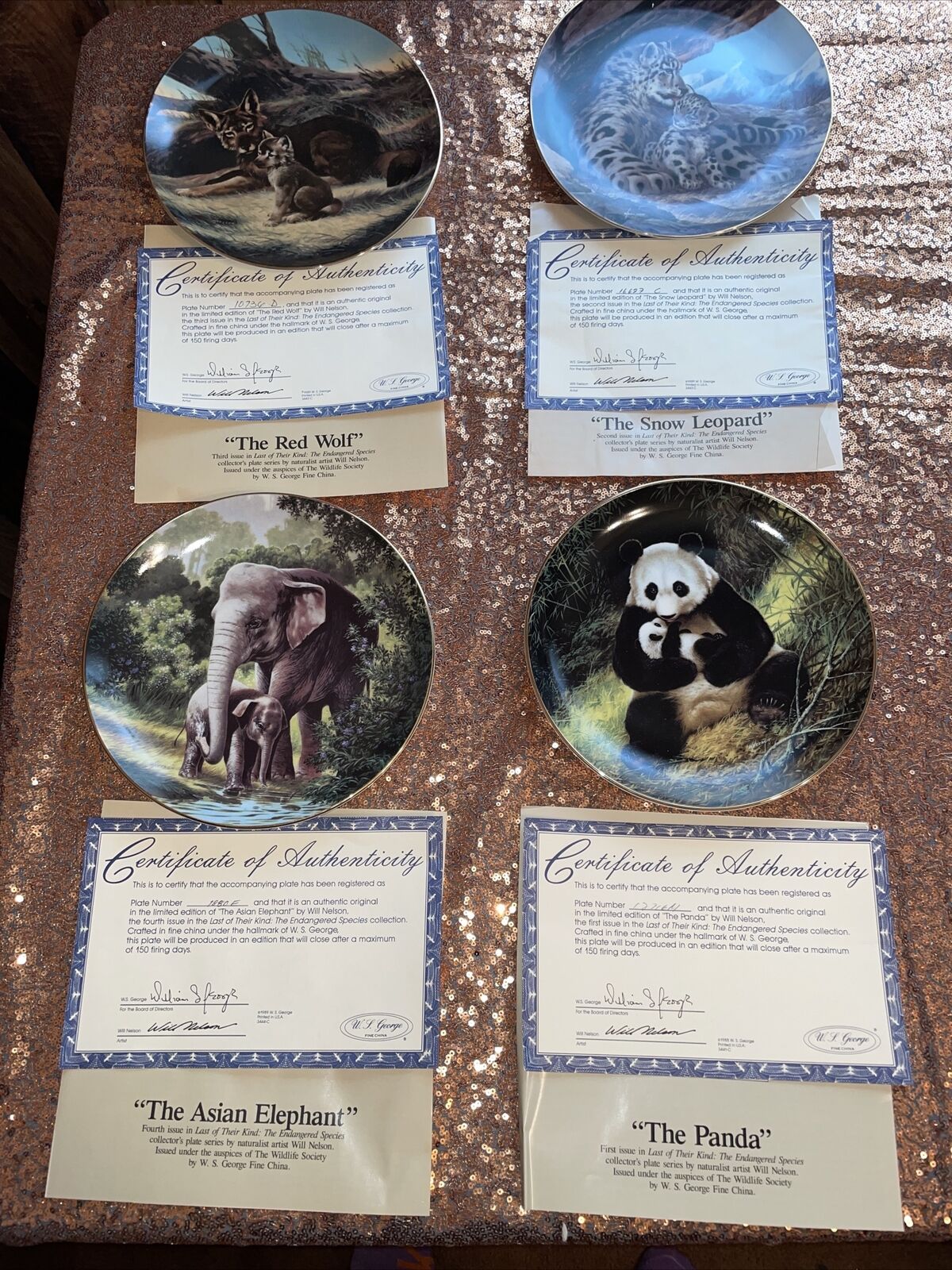 4 WILL NELSON PLATES COLLECTION LAST OF THEIR KIND ENDANGERED SPECIES PLATE LOT