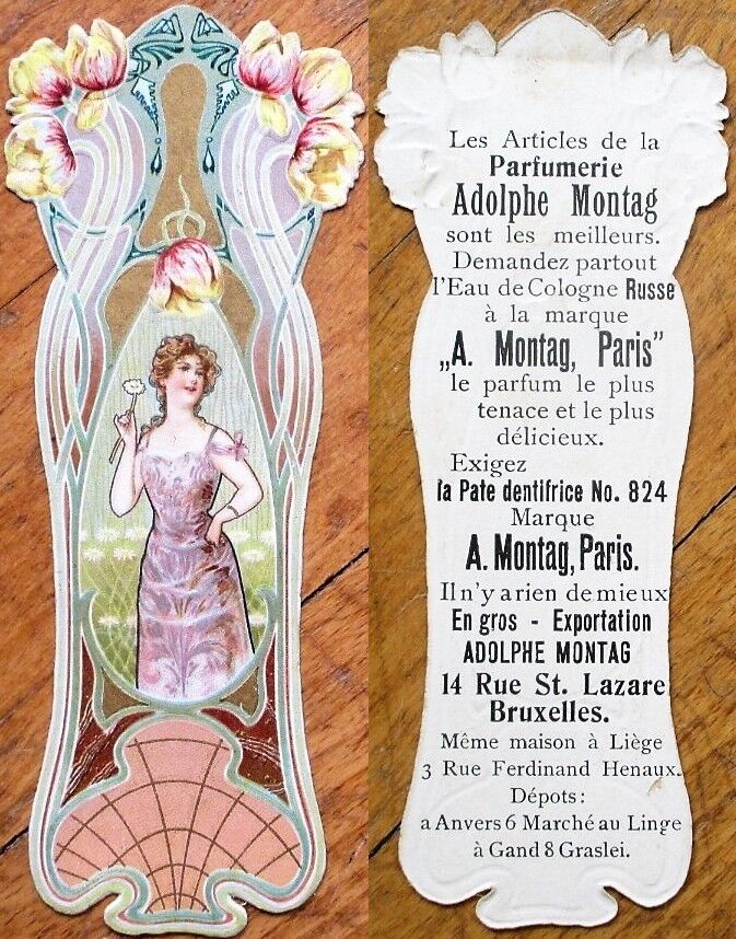 Art Nouveau 1890 Perfume/Parfumerie Adolphe Montag- Paris Trade Card/Bookmark- 8