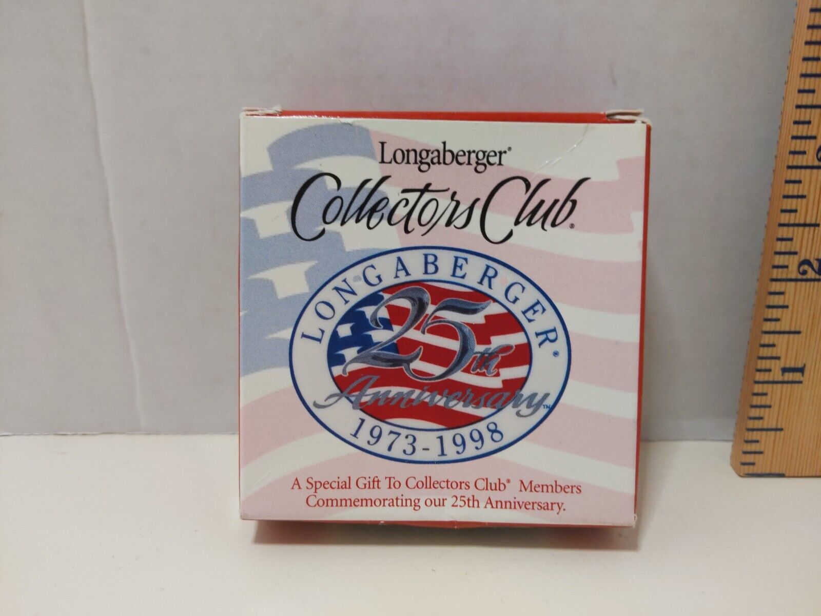 Longaberger Pottery Collectors Club Member Basket Tie On USA Flag
