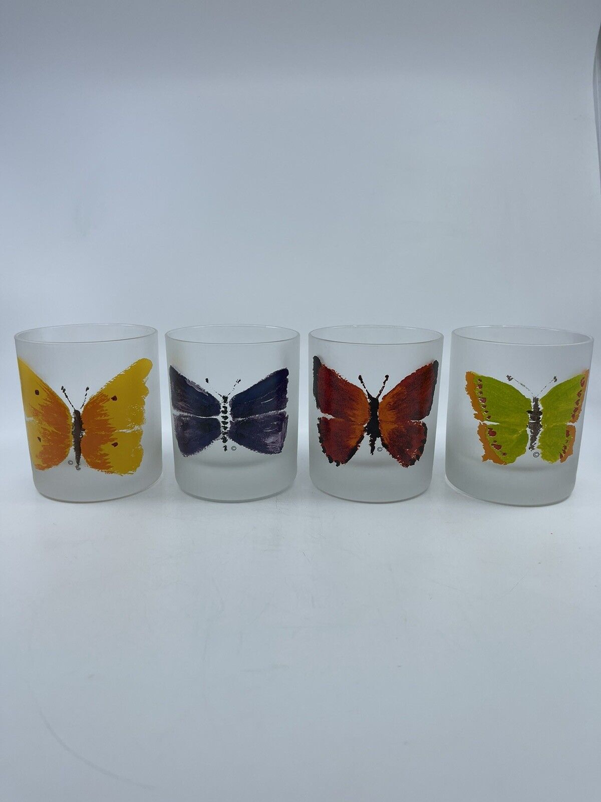 VTG Dartington Design Butterfly Frosted Bar Cordial Tumbler Glasses Cups