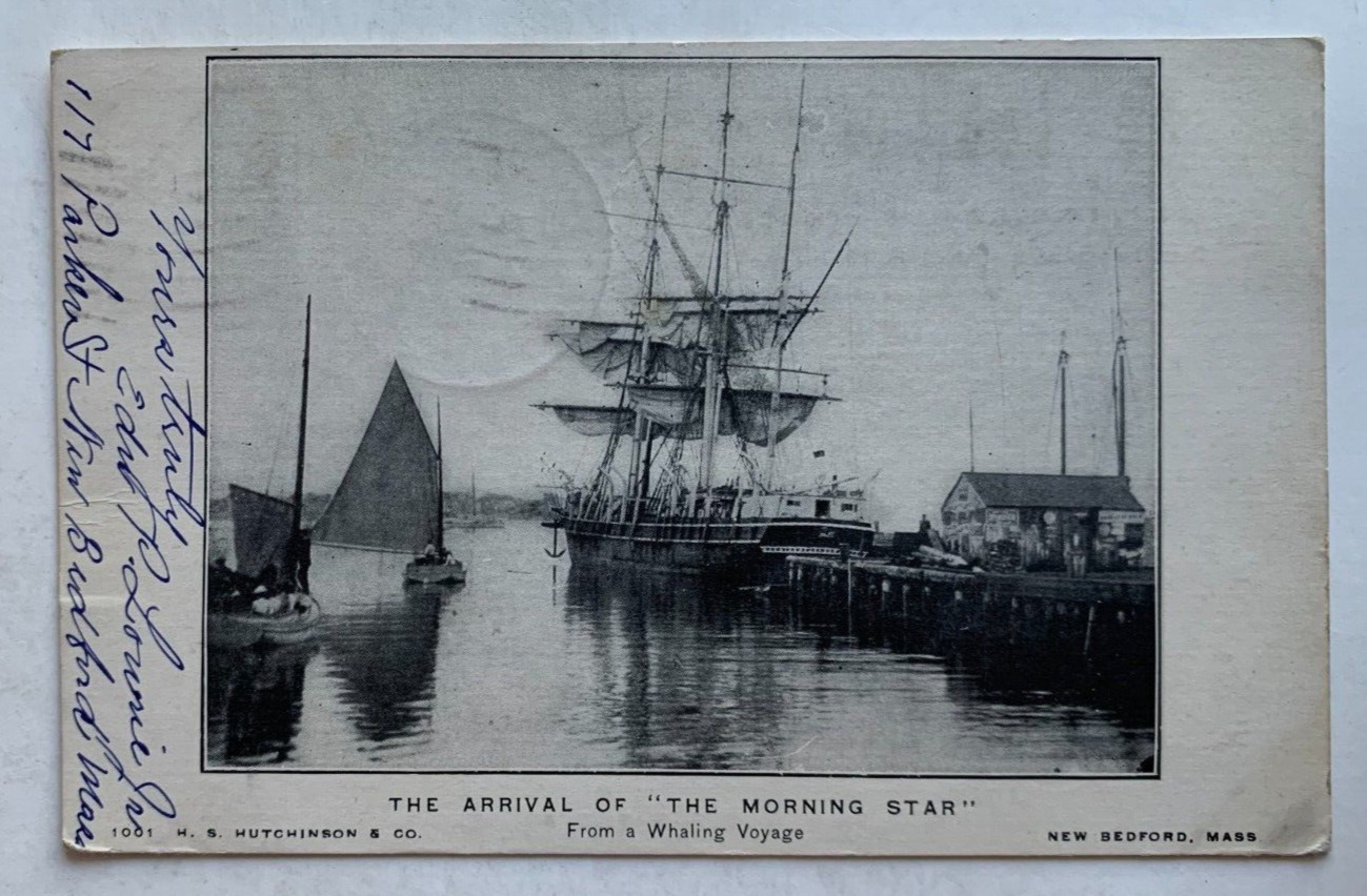 1906 MA Postcard New Bedford Arrival Whaling Sailing Ship \