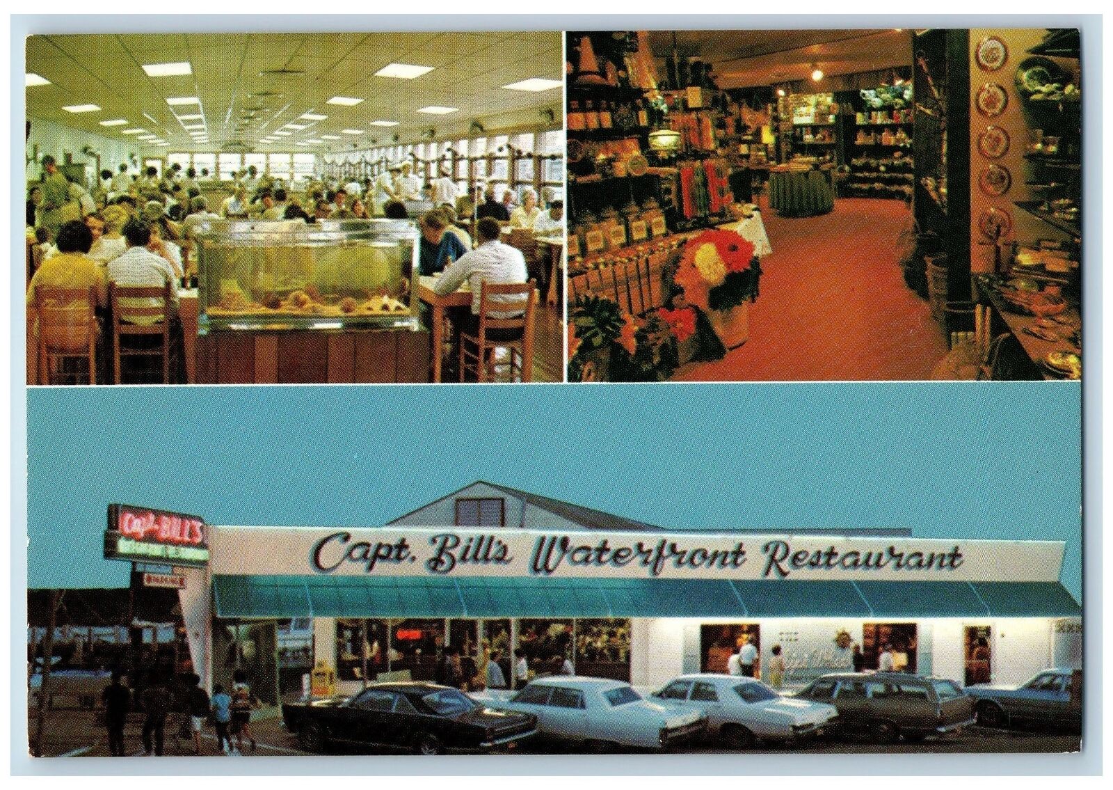 c1950's Capt. Bill's Waterfront Restaurant Morehead City North Carolina Postcard