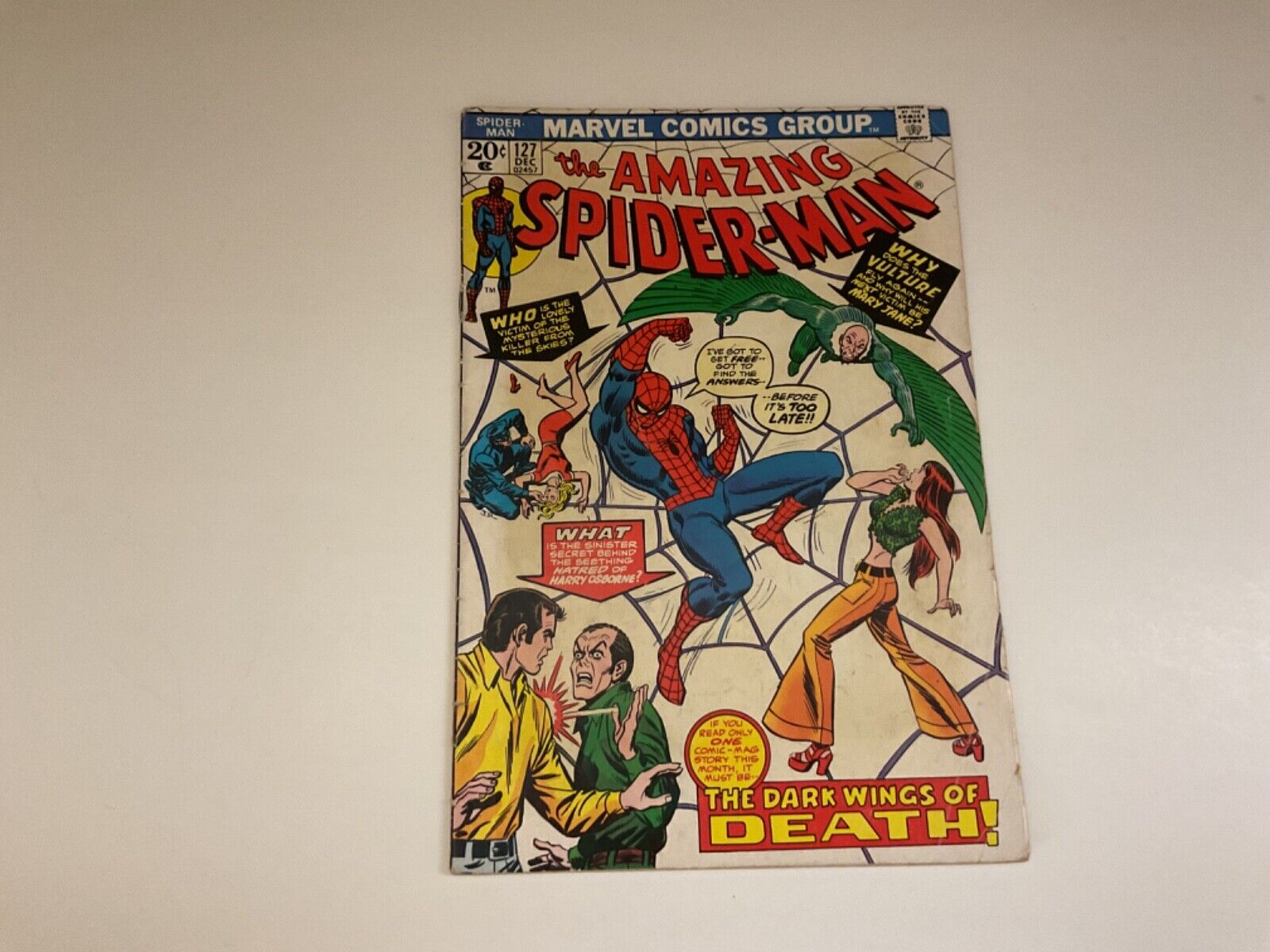 The Amazing Spider-Man #127 The Dark Wings Of Death The Vulture Mary Jane VG+