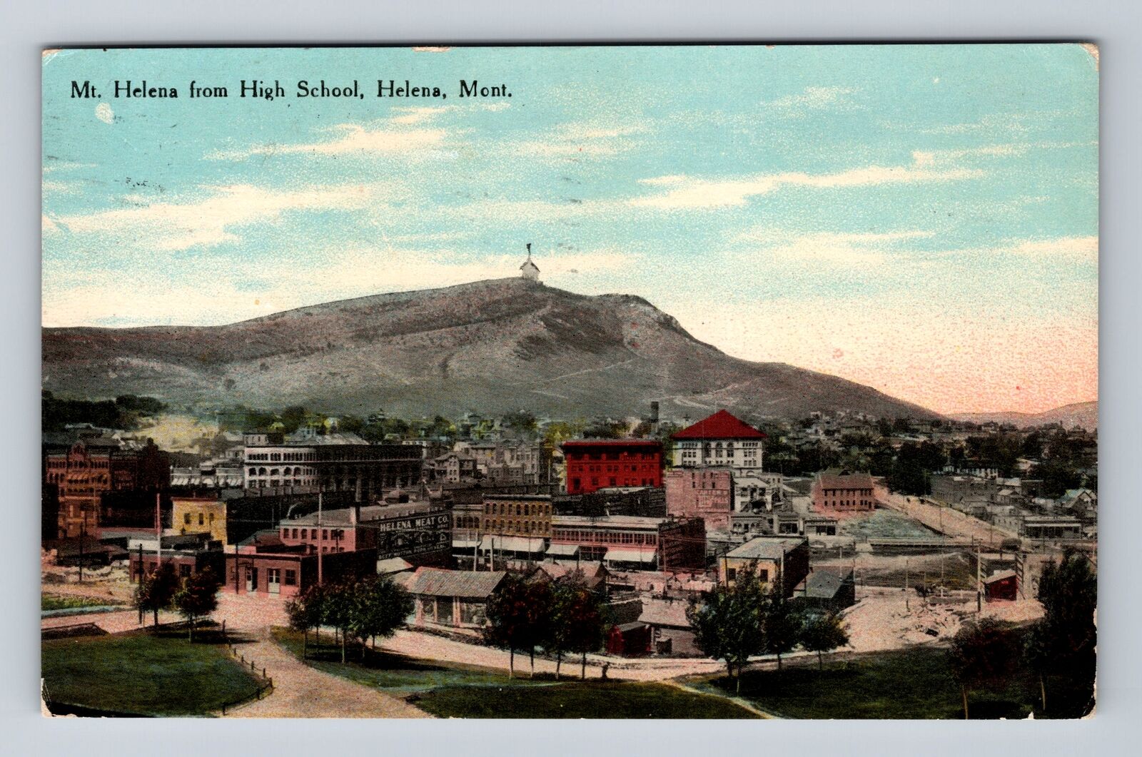 Helena MT-Montana, View Of Mt Helena From High School, Vintage c1910 Postcard