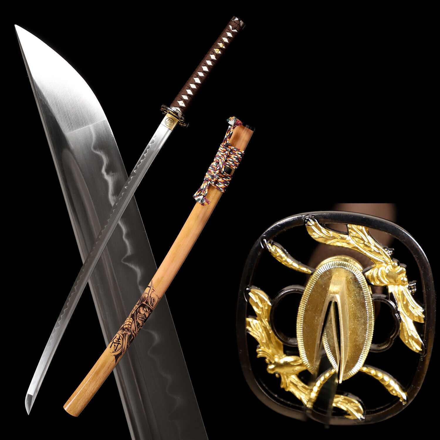 T10 Steel Clay Tempered Real Hamon Katana Japanese Samurai Sword Full Tang Sharp