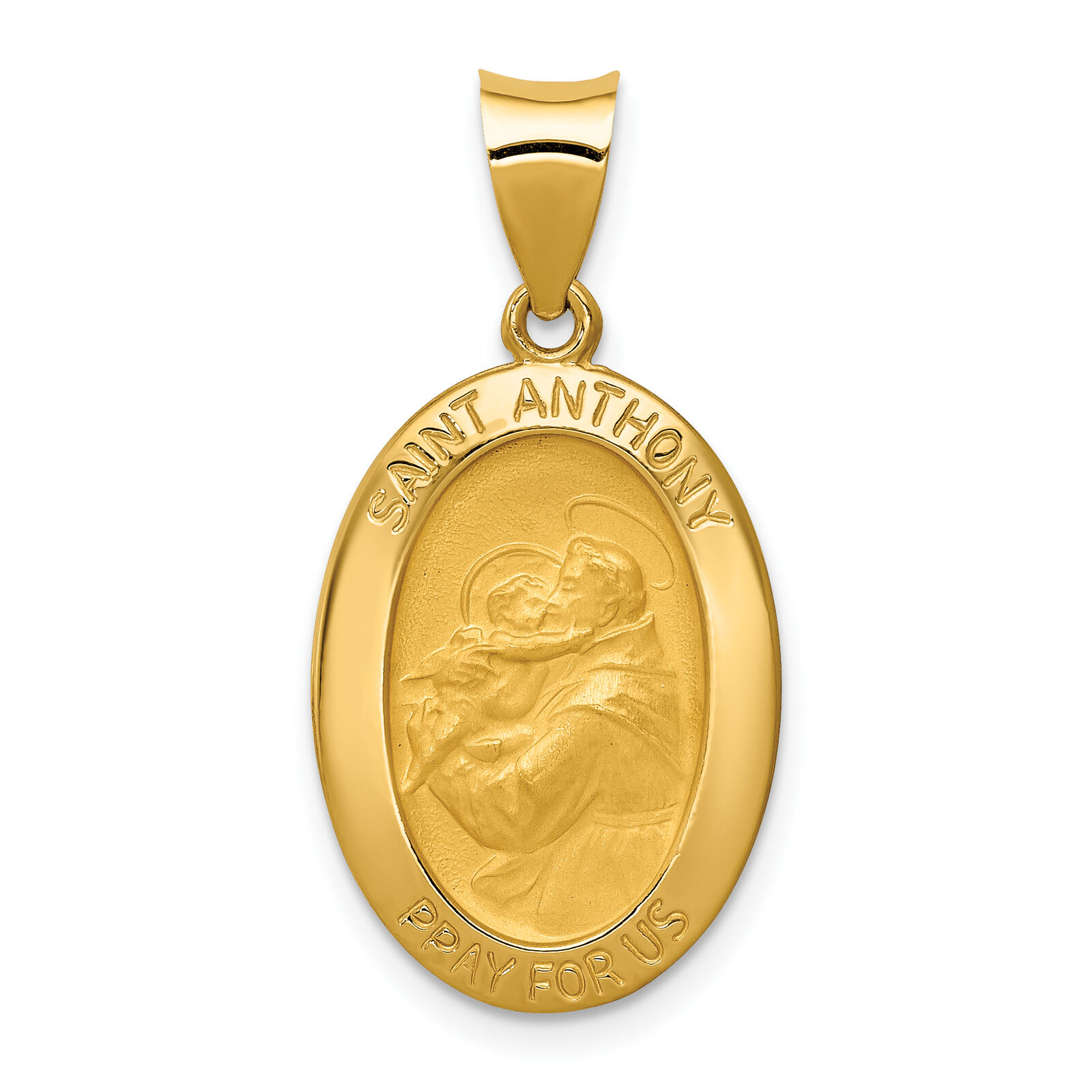 14k Polished and Satin St. Anthony Medal Hollow Pendant XR1289