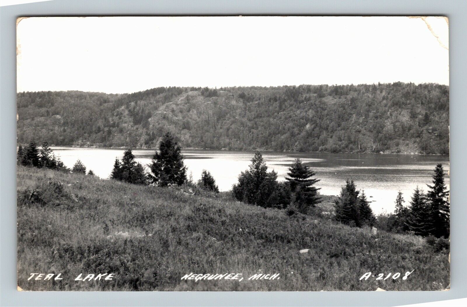 RPPC Negaunee MI, Teal Lake Michigan c1961 Vintage Postcard