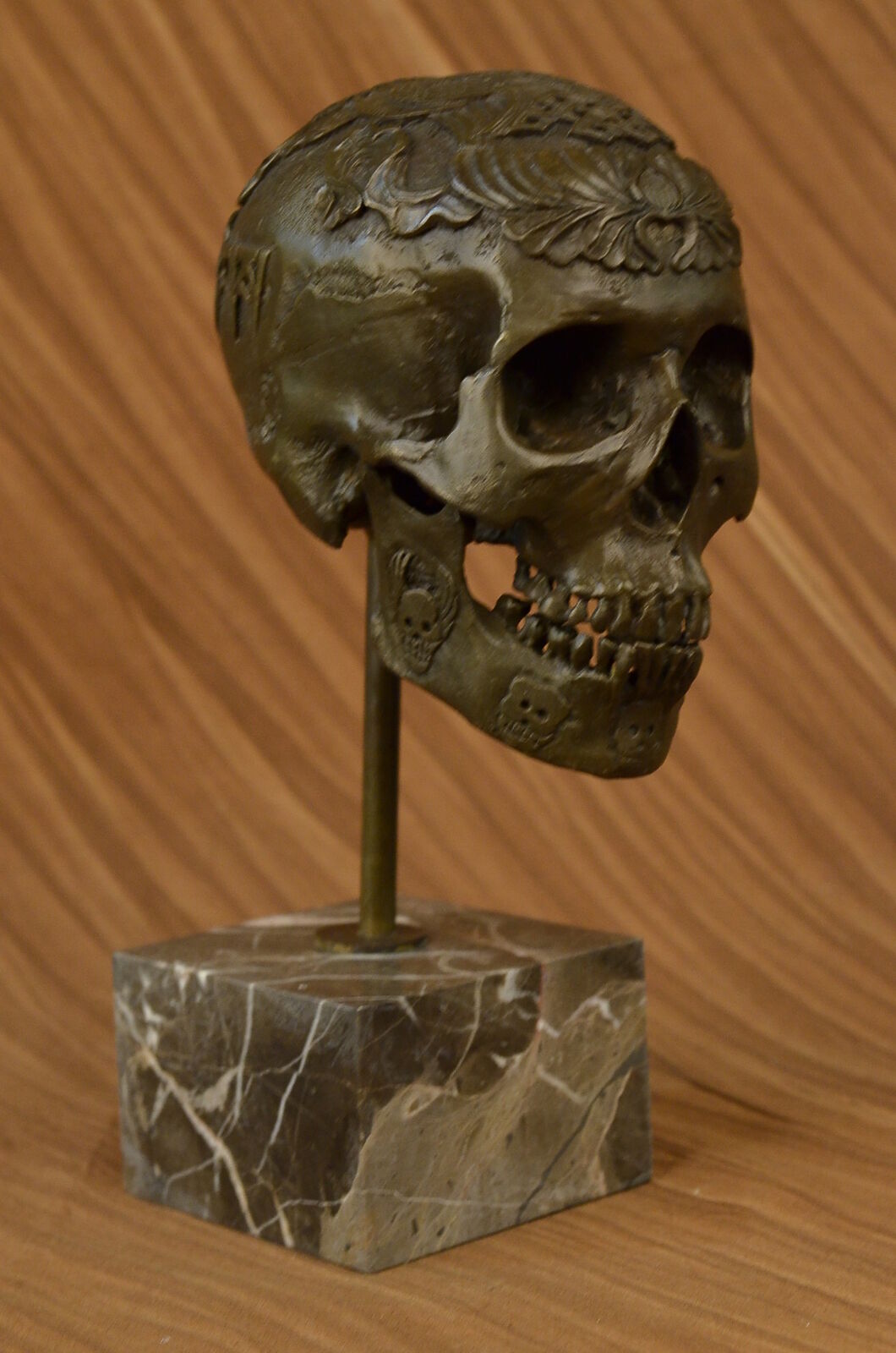 Bronze sculpture Skeleton Memento Morbit statue decor art Skull Oddity Curiosity
