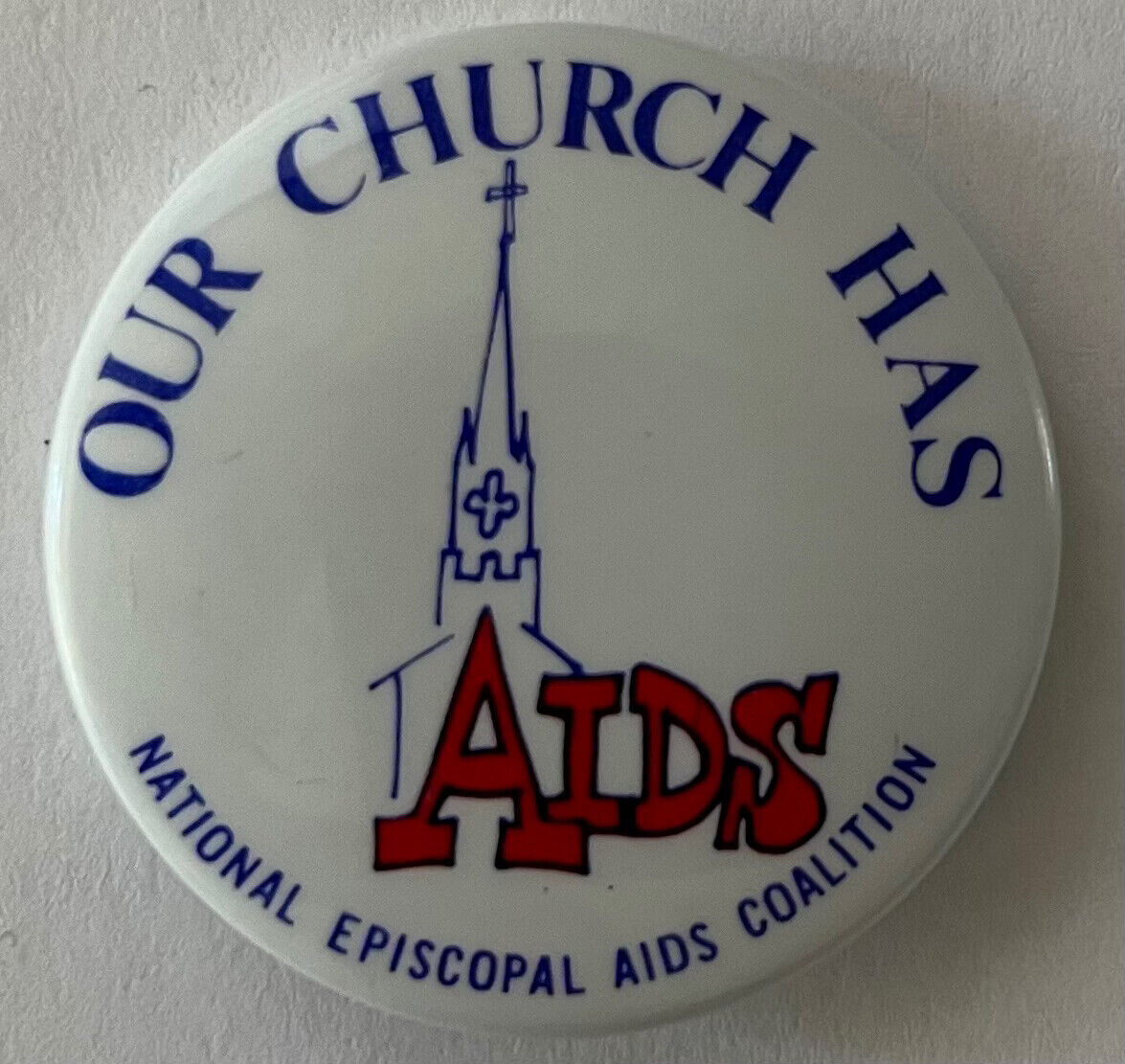 AIDS button Episcopal Church HIV gay lesbian homosexual cause religion LGBTQ