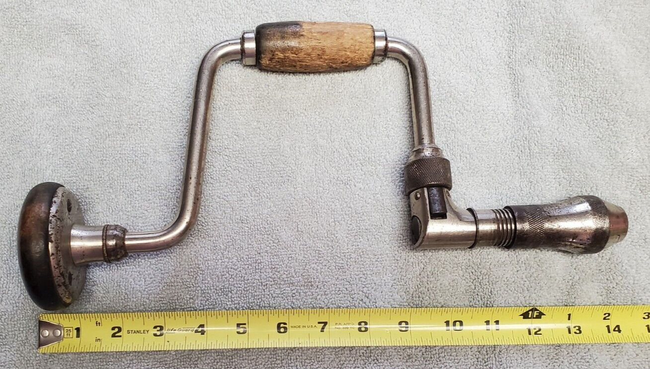 Vintage Pexto Number 5210 Hand Drill With 11 Bits Sizes 1/2, 31/64, 15/32 & more