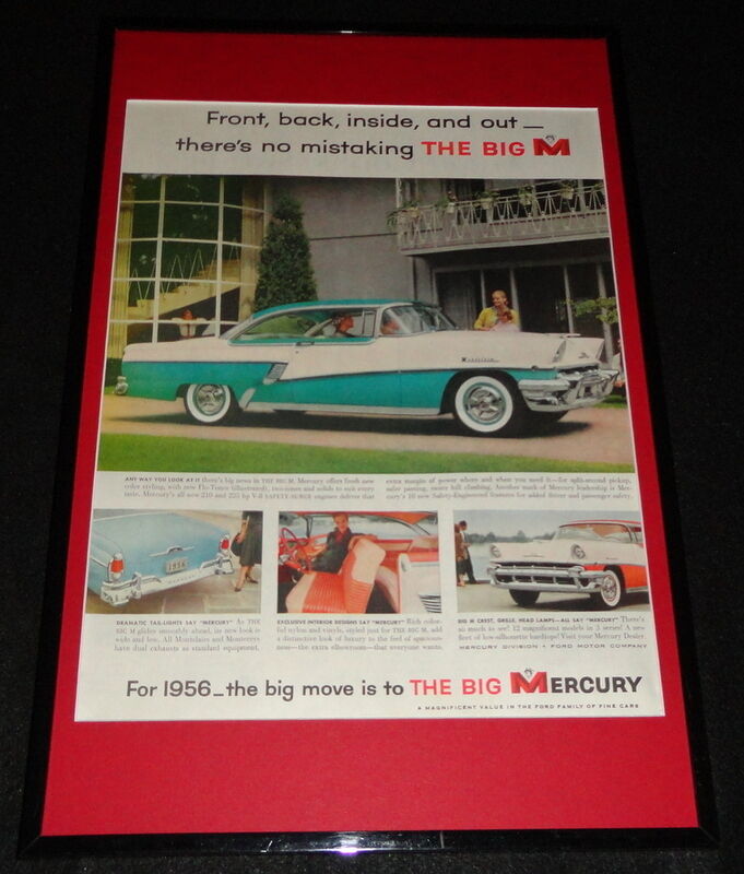 1956 Mercury The Big M Framed 11x17 ORIGINAL Advertising Display 