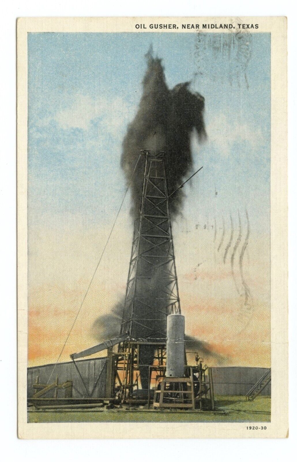 Oil Gusher near Midland Texas Oil Industry  Linen Postcard