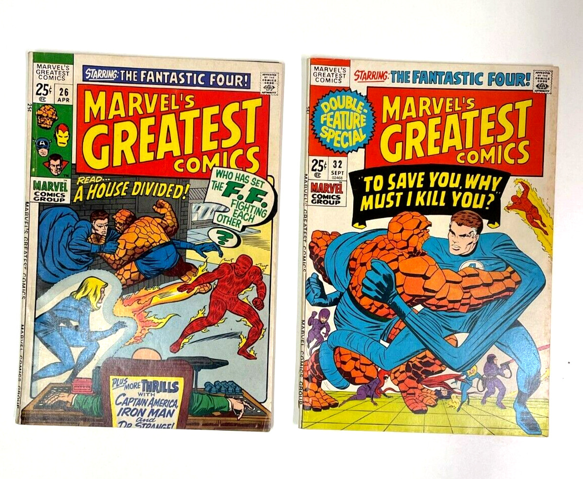 Marvel's Greatest Comics #26, 32 (1970) Avg. FINE Jack Kirby, Fantastic Four