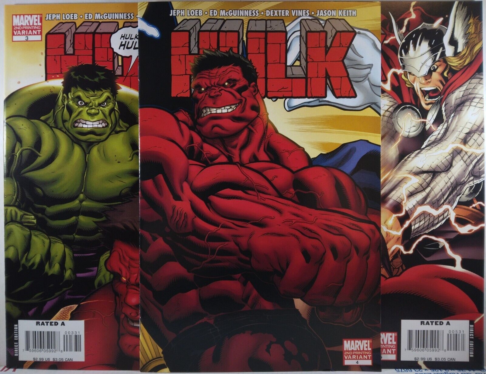 🟢🔴 HULK #3 #4 #5 MCGUINNESS 2ND PRINTING VARIANT 2009 Incredible Immortal Red