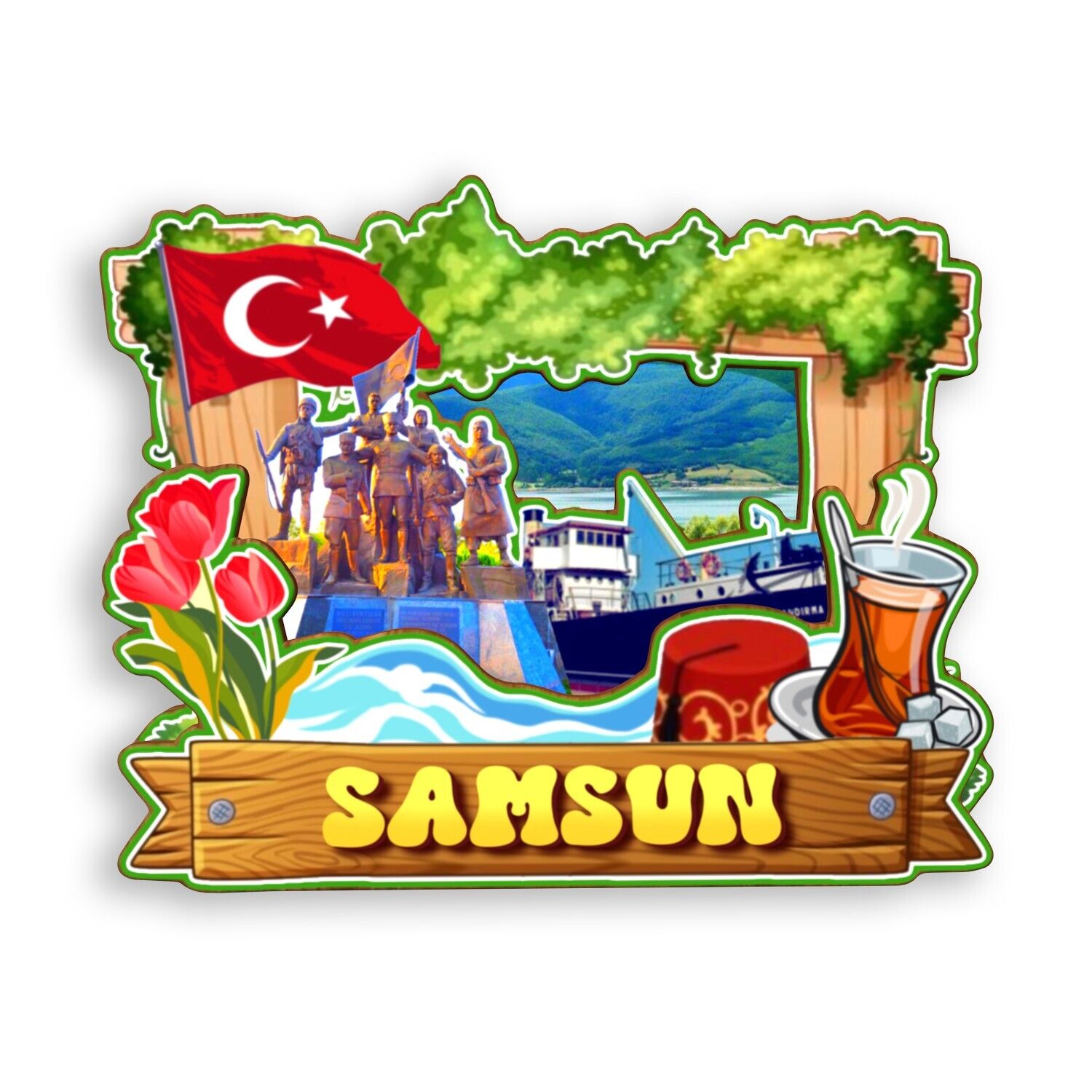 Samsun Turkey Refrigerator magnet 3D travel souvenirs wood craft gifts