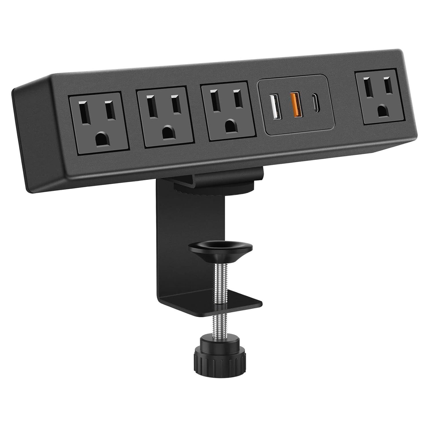 Desk Clamp Power Strip With Usb-A And Usb-C Ports, Desktop Mount Surge Protect