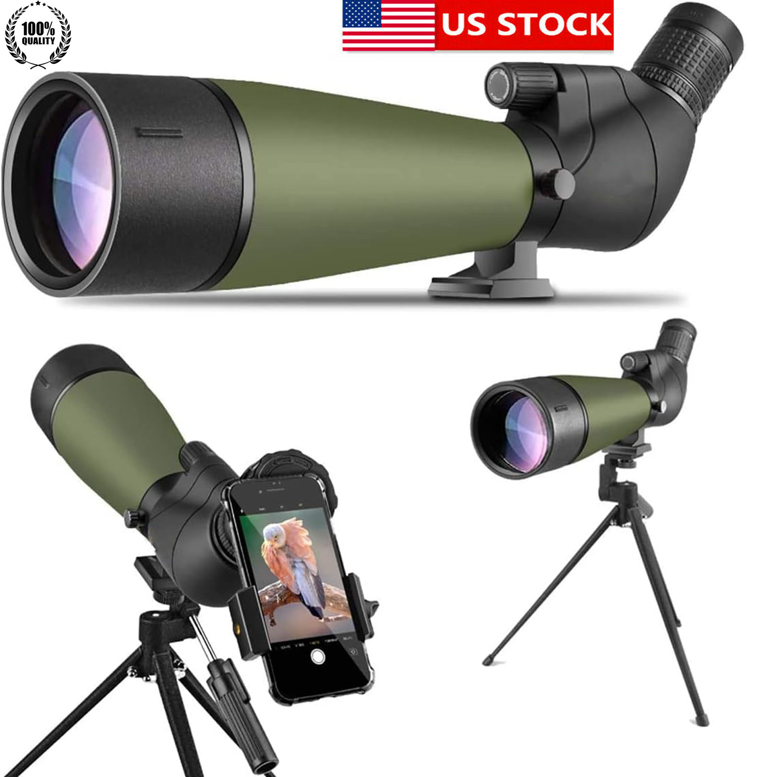 60x80 Spotted Telescope with Tripod, Handbag, and Quick Phone Stand