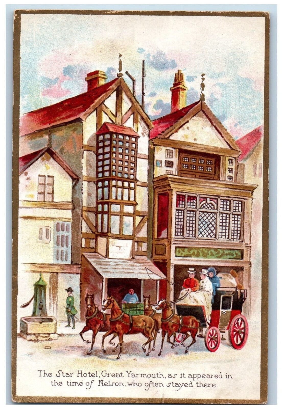 Great Yarmouth England Postcard The Star Hotel Horse Carriage c1910 Unposted