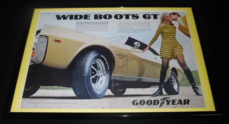 1969 Goodyear Wide Boots GT Tires Framed 12x18 ORIGINAL Advertising Display