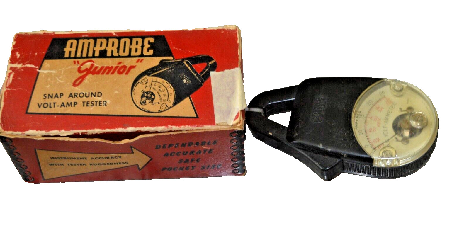 Vintage Black Amprobe Junior Snap Around Volt and Ammeter Pocket Sized Model A30