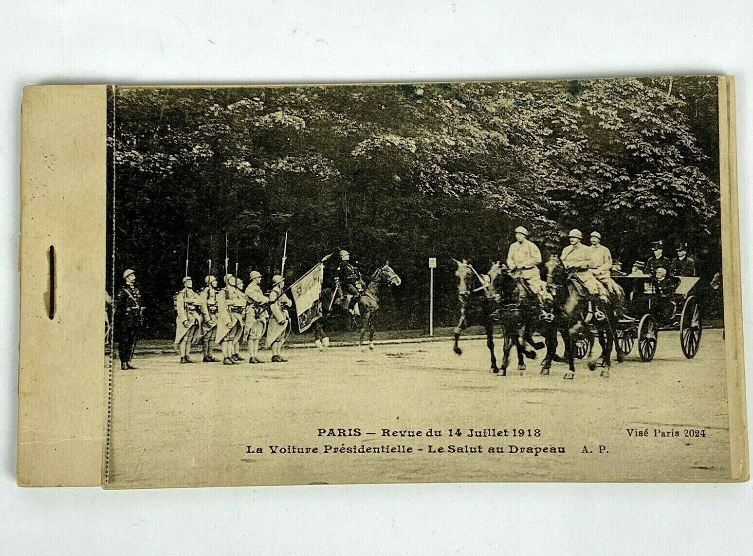 Postcard WW1 French Booklet Military Parade Firefighters French British USA Pols