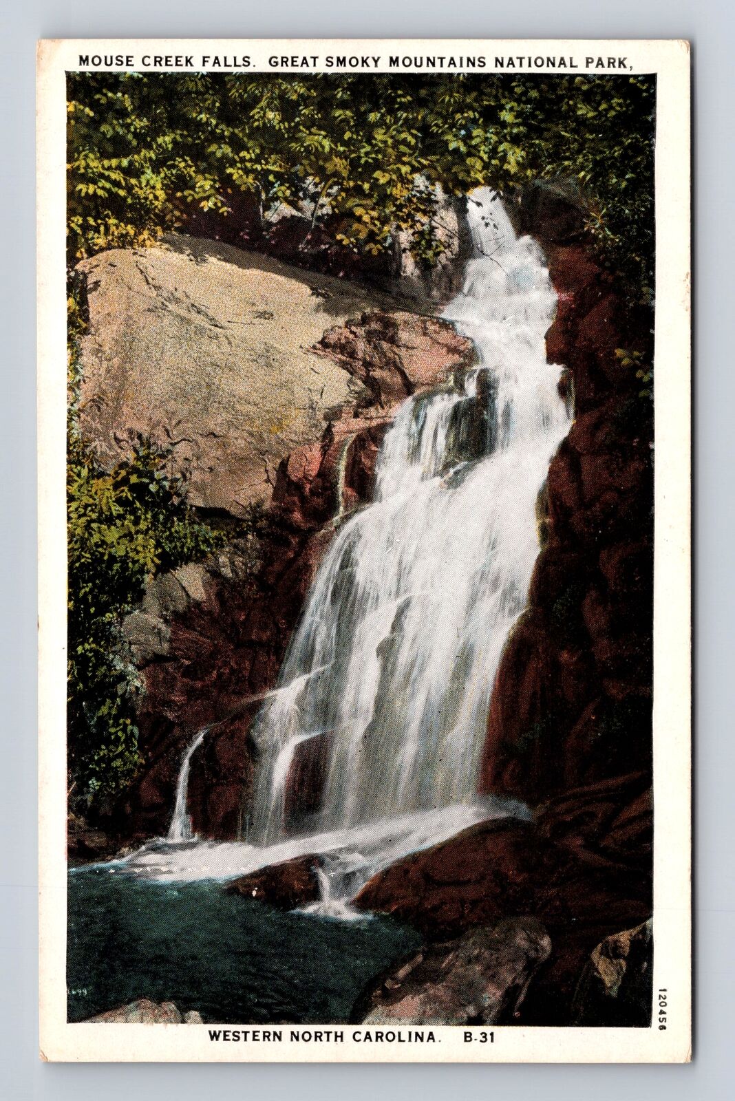 Great Smoky Mountains National Park, Mouse Creek Falls Souvenir Vintage Postcard