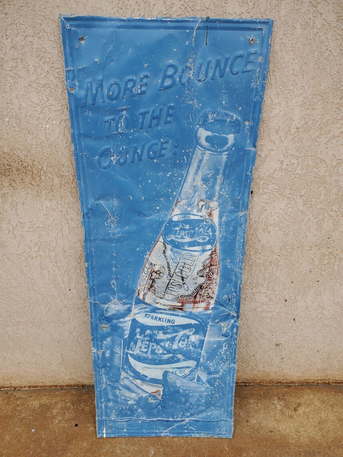 RARE1940s Sparkling Pepsi Cola More Bounce to the Ounce Metal Sign Soda Bottle