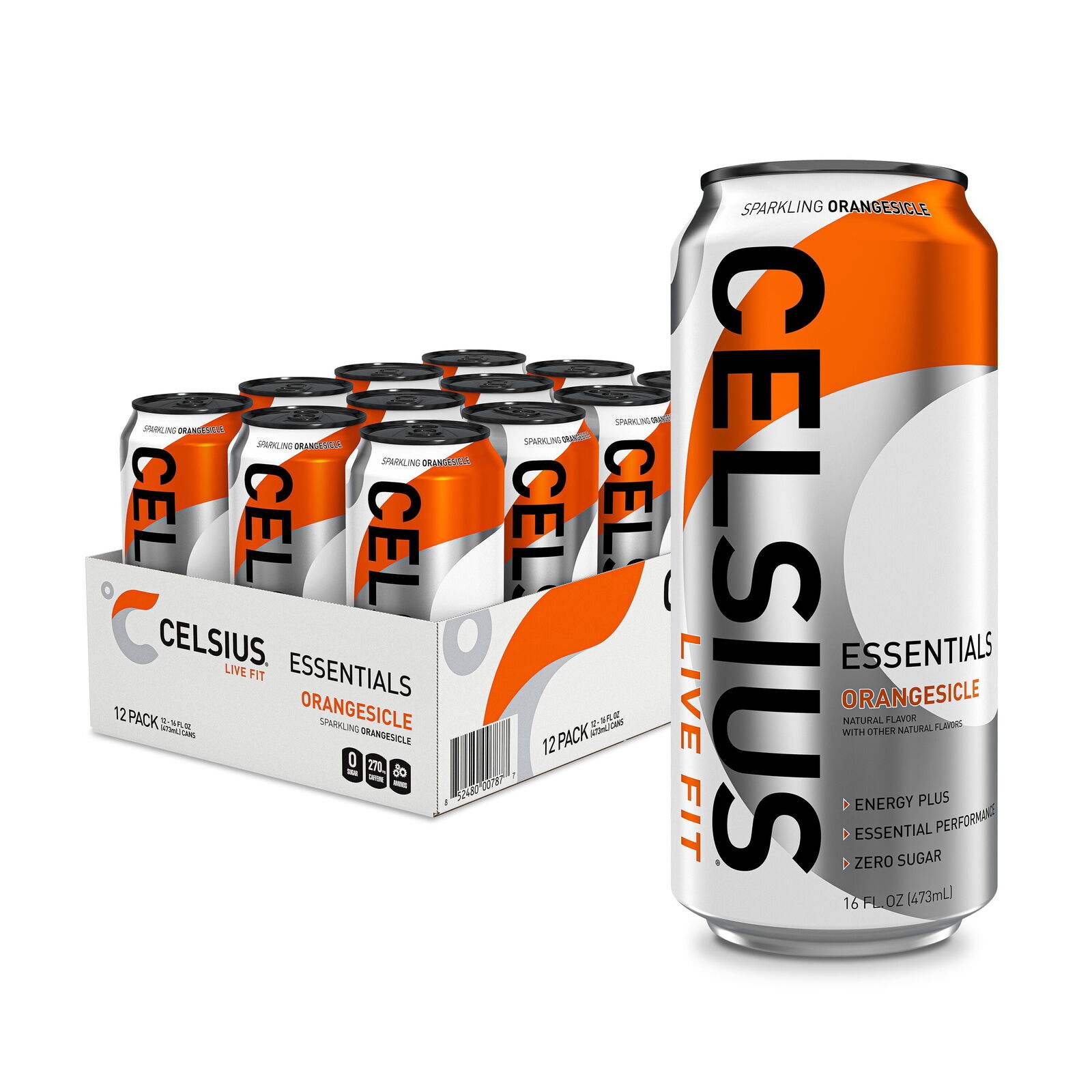 CELSIUS Essentials Sparkling Orangesicle, Functional Performance Energy Drink