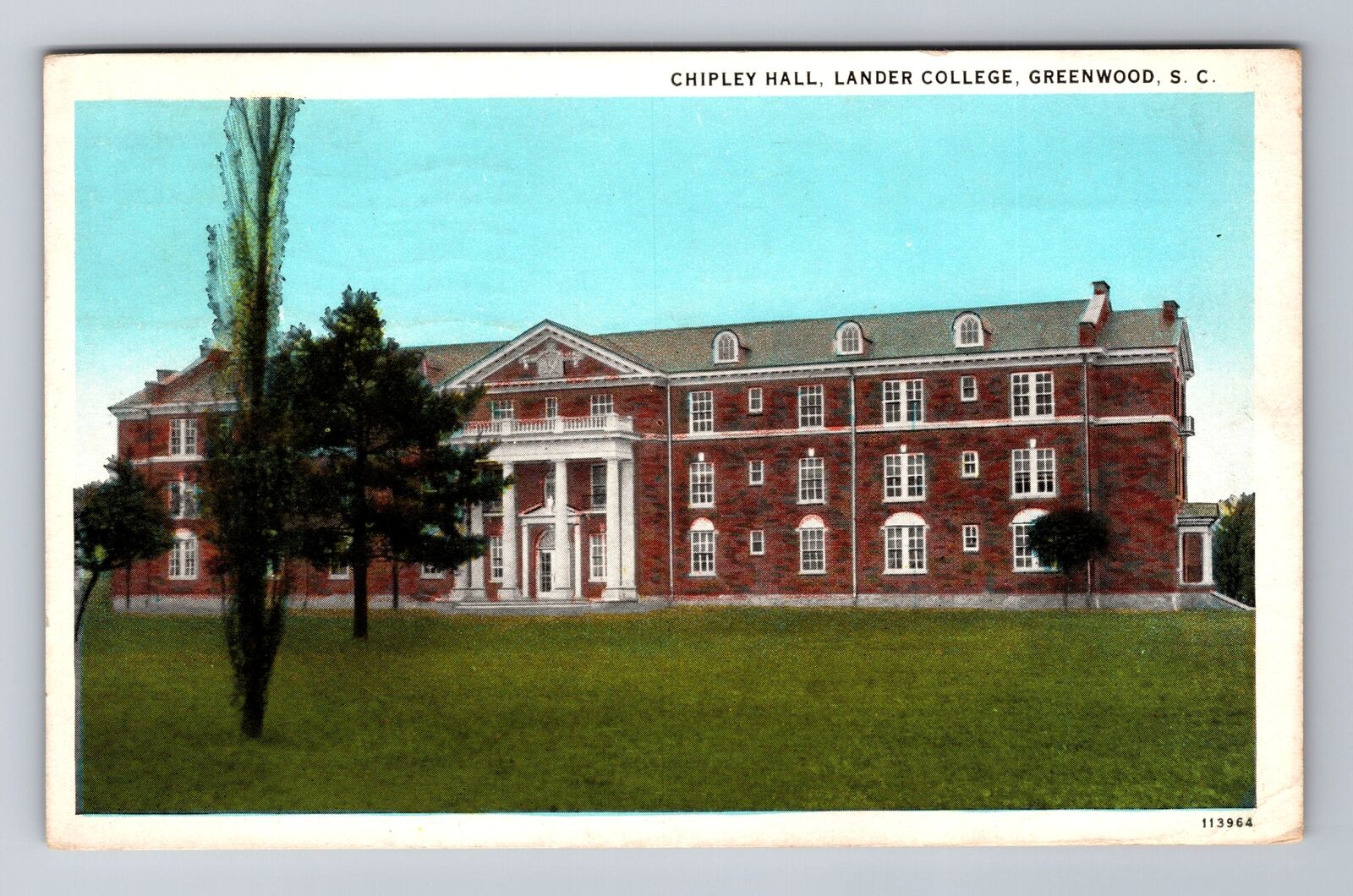 Greenwood SC-South Carolina, Chipley Hall Lander College Vintage c1929 Postcard