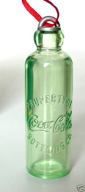 COCA COLA EARLY HUTCHINSON BOTTLE ORNAMENT Coke Miniature 2.5