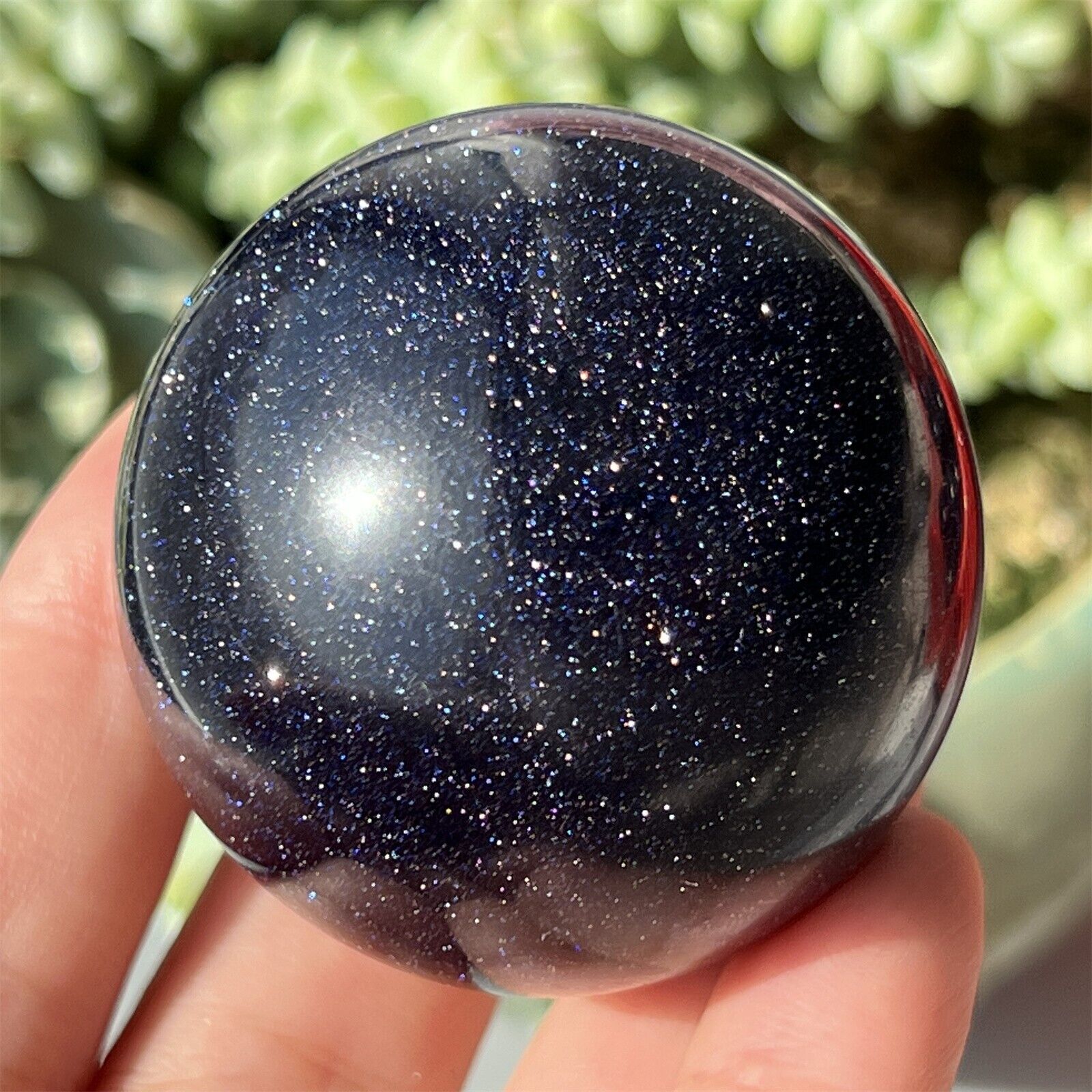40mm+ blue Gold Sand hand carved ball quartz crystal sphere reiki healing 1pc