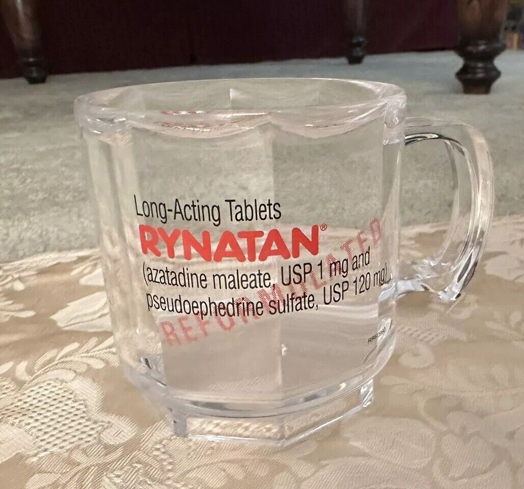 Vintage Drug Rep Rynatan Mug Pharmaceutical Advertisement- Clear Acrylic Mug