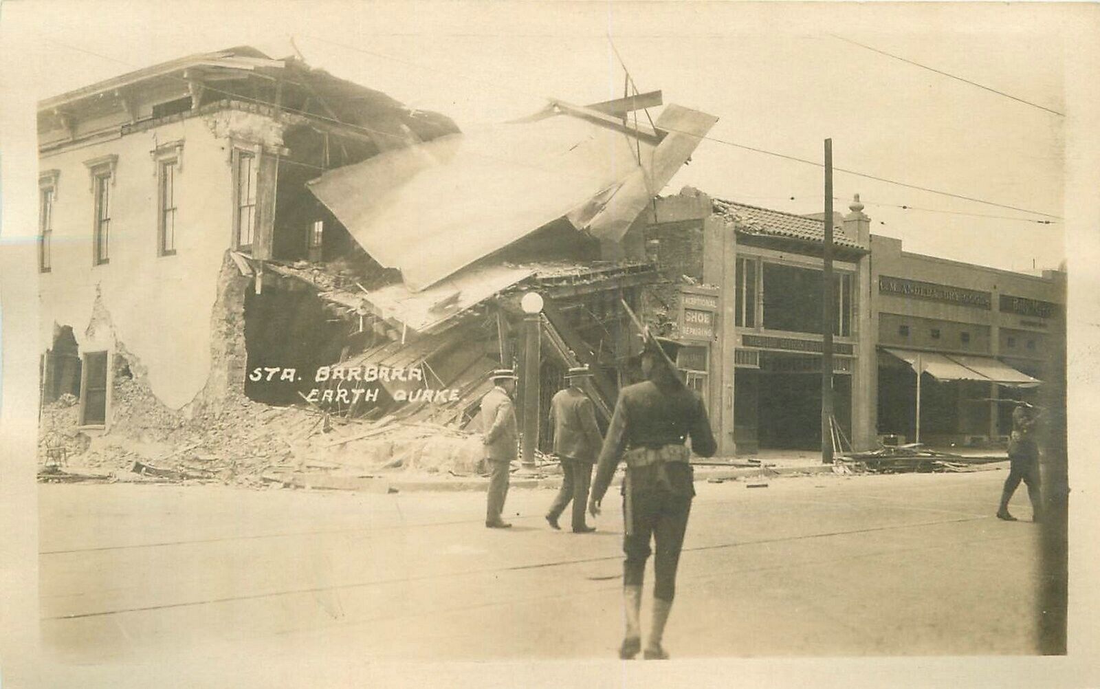 Postcard RPPC 1905 California Santa Barbara Earthquake Damage military  23-8038