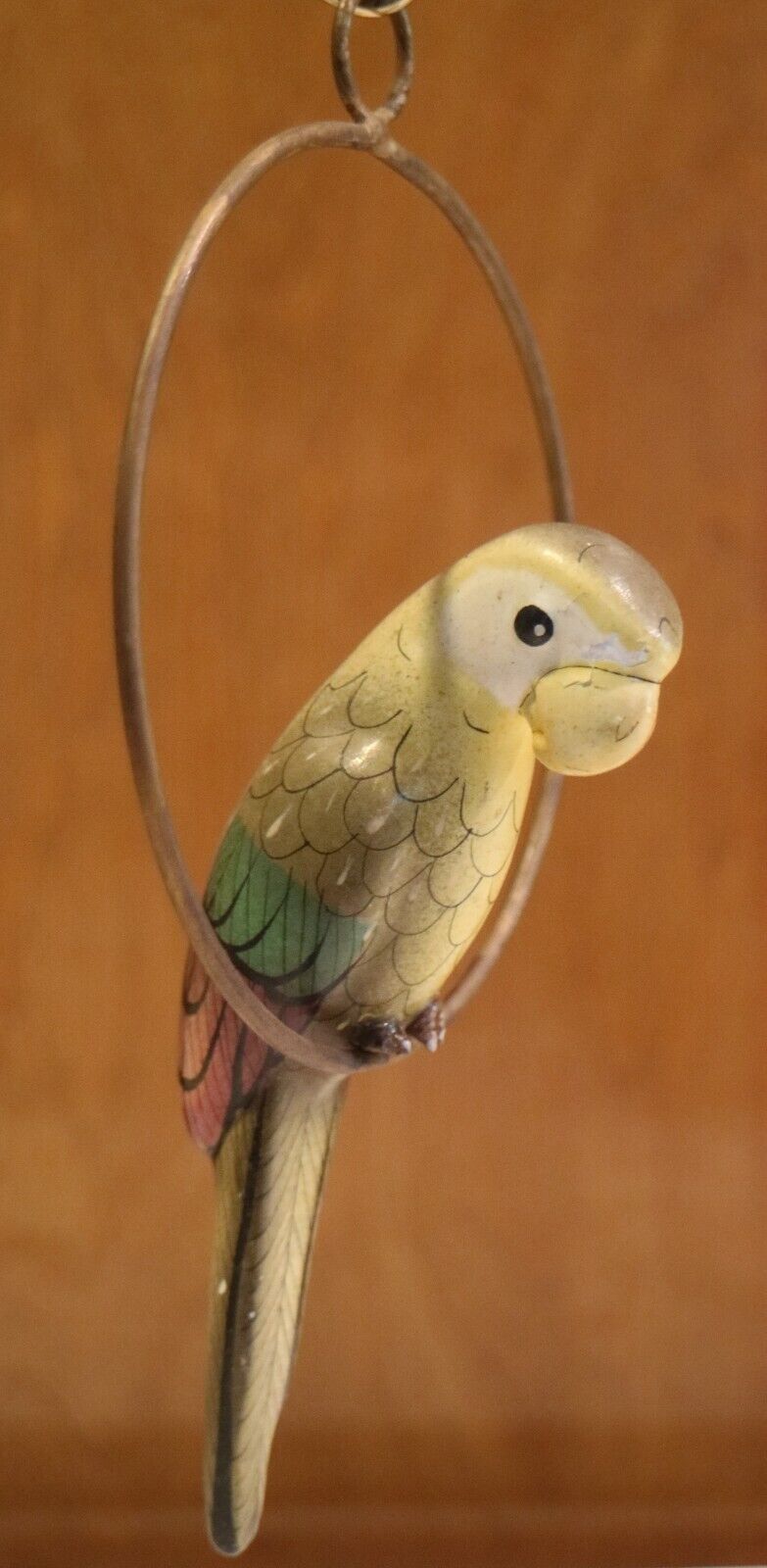 Vtg Parrot Bird Hanging Hoop