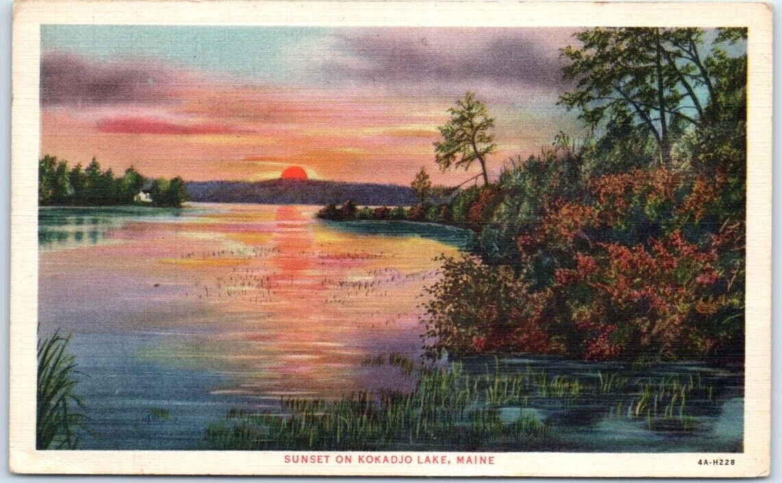 Postcard - Sunset On Kokadjo Lake - Maine