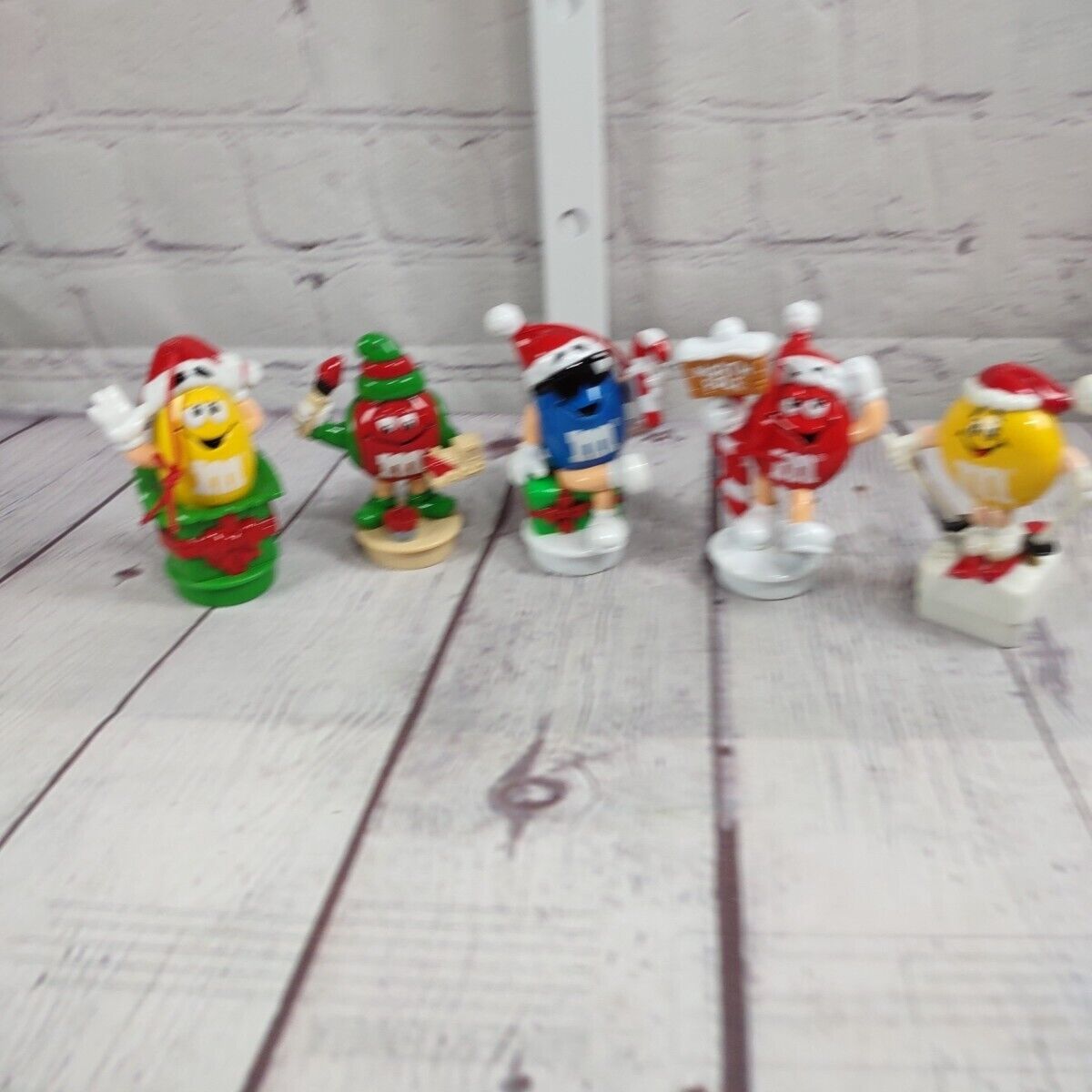 VTG 1990's Mars M&Ms Christmas Ornament Lot Of 5 Blue, Yellow, Red M&Ms 3 in