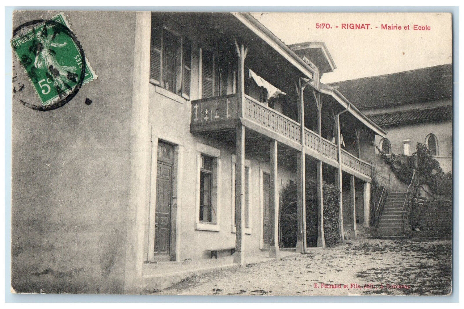 c1910 Town Halls and Schools Bohas-Meyriat-Rignat Ain France Postcard