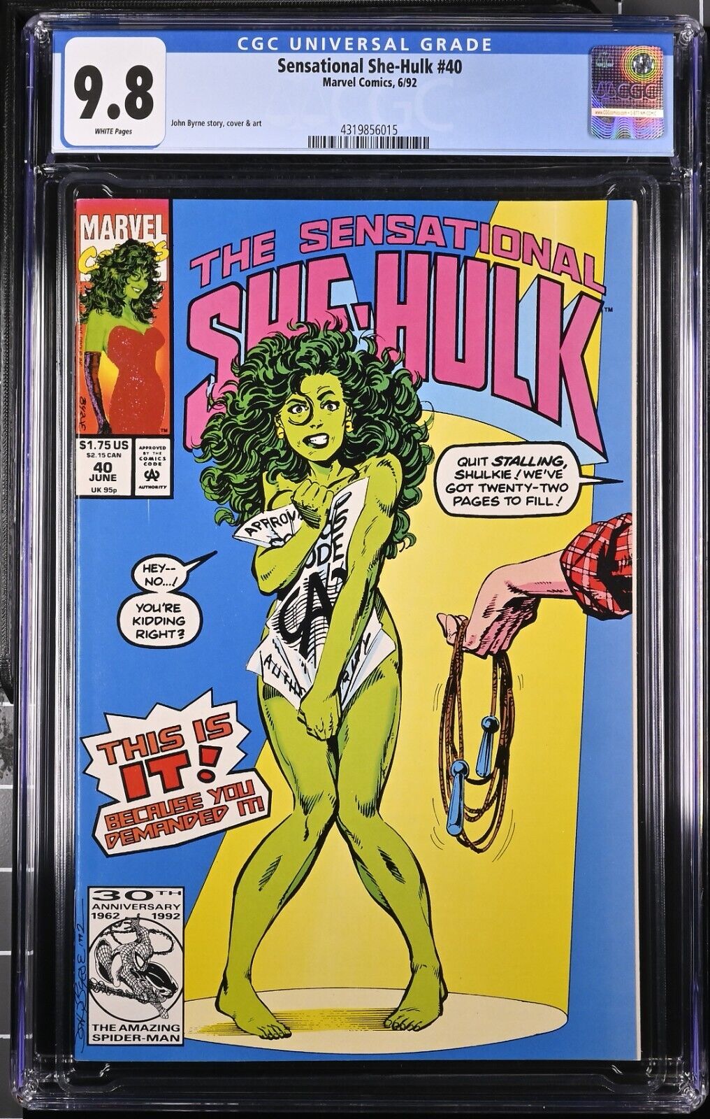 Sensational She-Hulk #40 CGC 9.8 Controversial Naked Jump Rope Issue 1992 Marvel