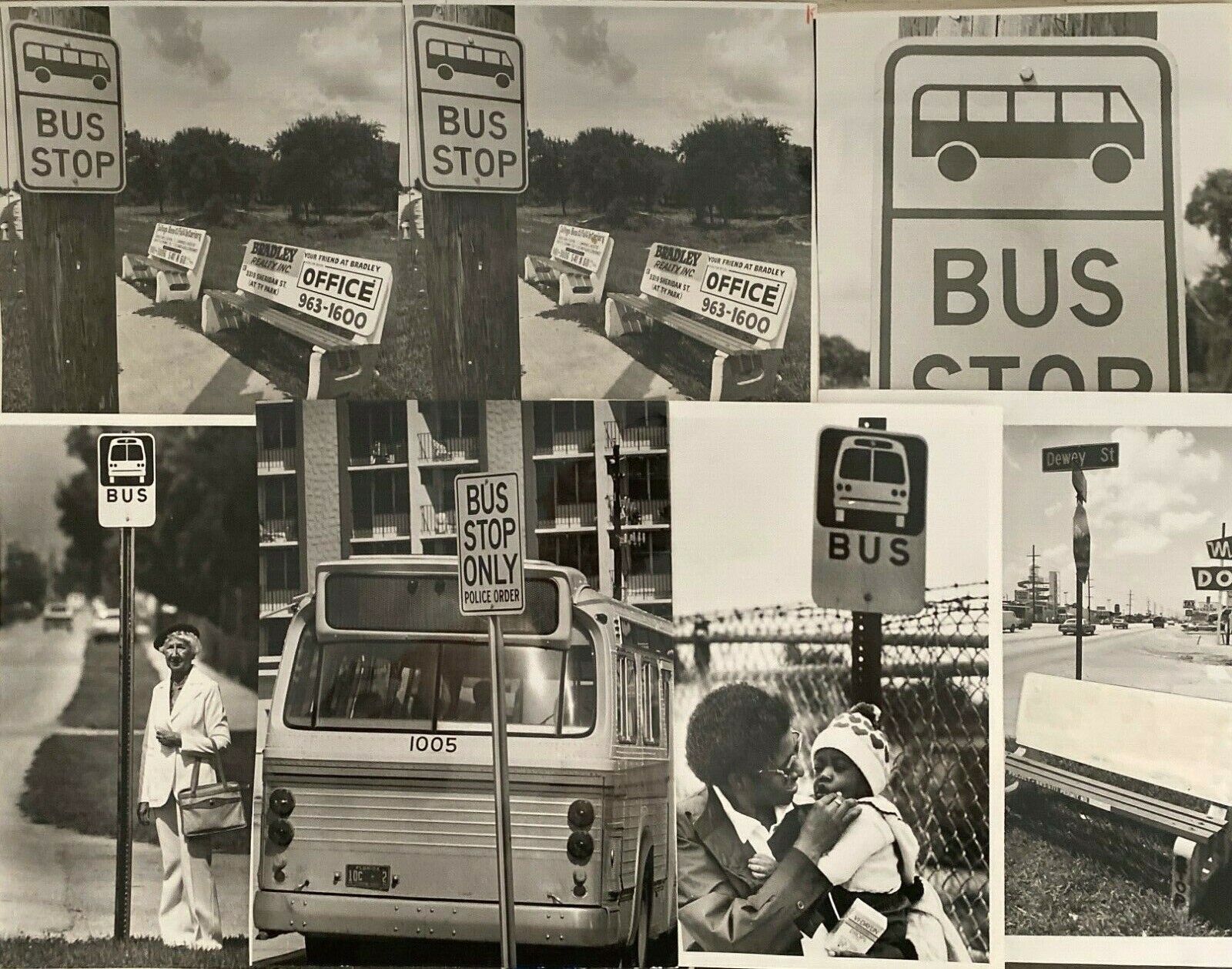 LG17-116 1970-1990s MISC FLORIDA BUS STOPS PHOTO LOT 14 pc Vtg B&w Orig + Wire