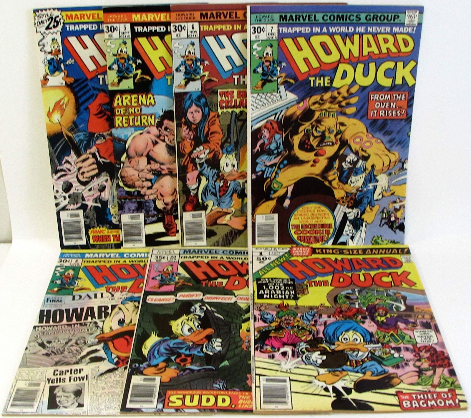 Howard the Duck Lot of 7 #4,5,6,7,8,20,Annual 1 Marvel (1976) 1st Print Comics