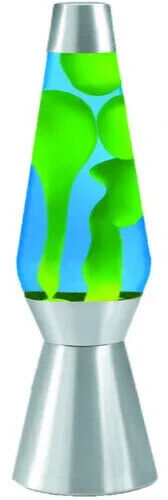 Lava® Lamp Grande 27'' Yellow Wax/Blue Liquid/Silver Base & Cap Decor New