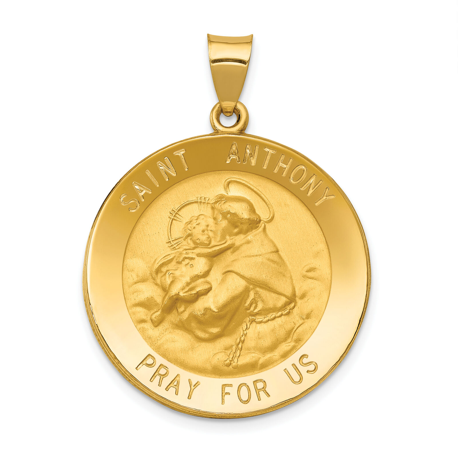 14k Polished and Satin St. Anthony Medal Hollow Pendant XR1293