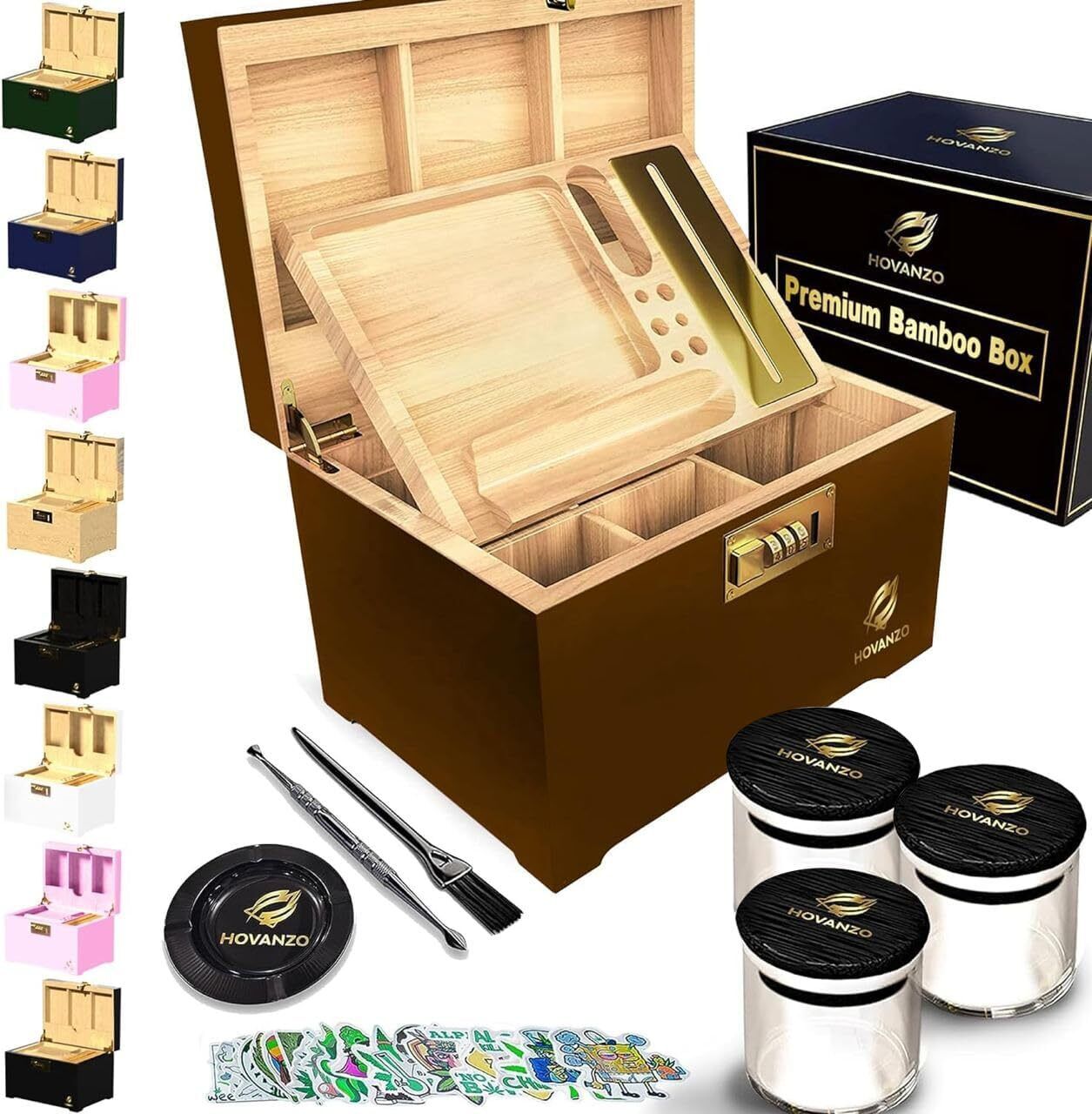 Premium Large Bamboo Storage Box with Combination Lock
