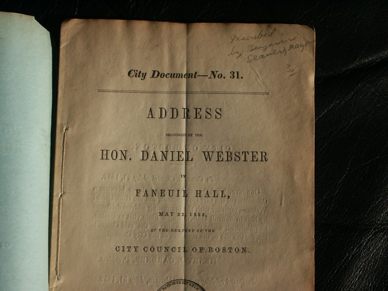 1852 RARE Pamphlet Daniel WEBSTER Boston Faneuil Hall 