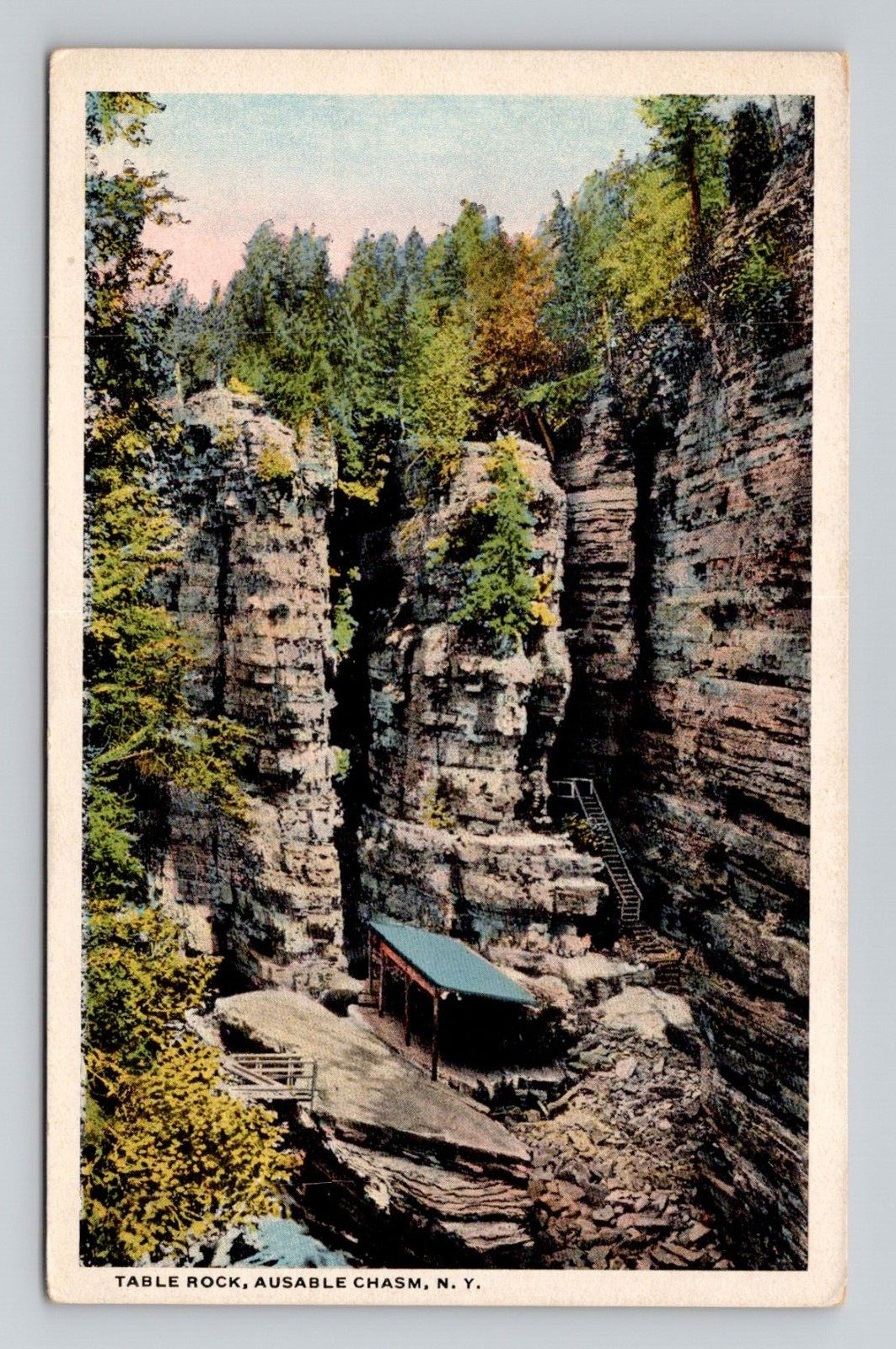 Postcard Table Rock Ausable Chasm New York NY, Vintage i19