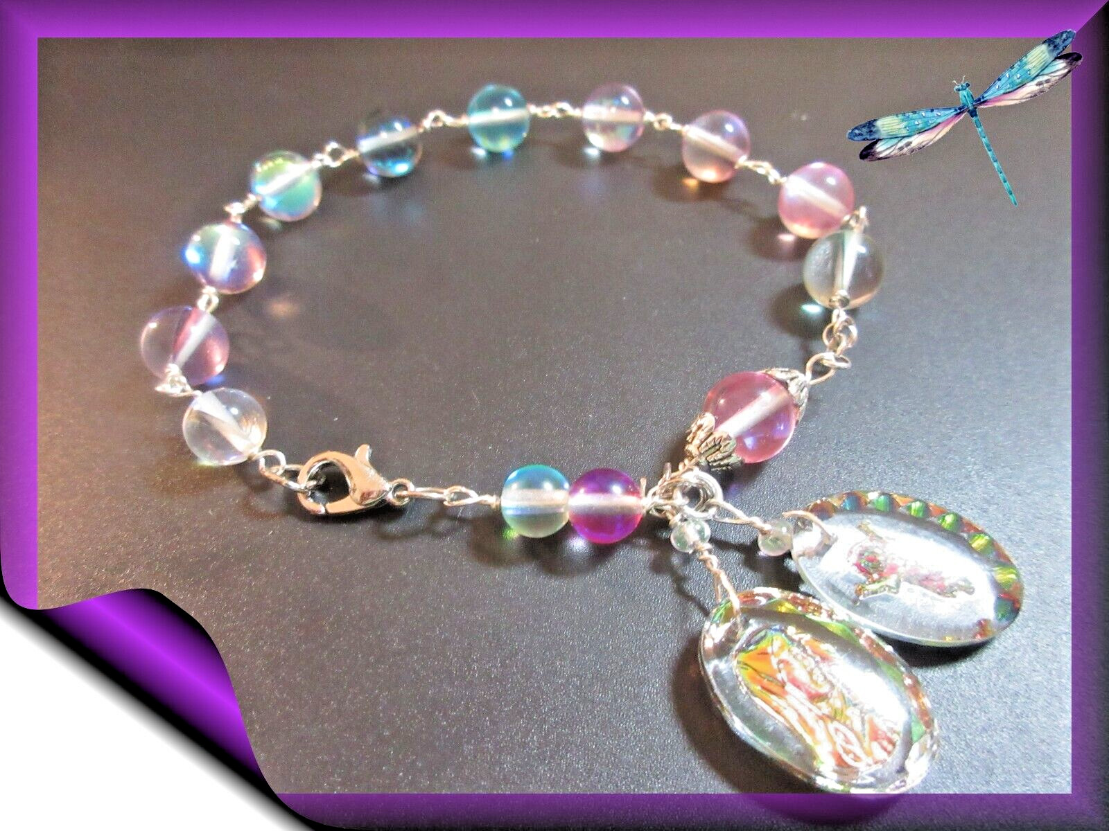 Rosary Bracelet de Colores Quartz Gemstone Beads, Mary & El Nino Blest