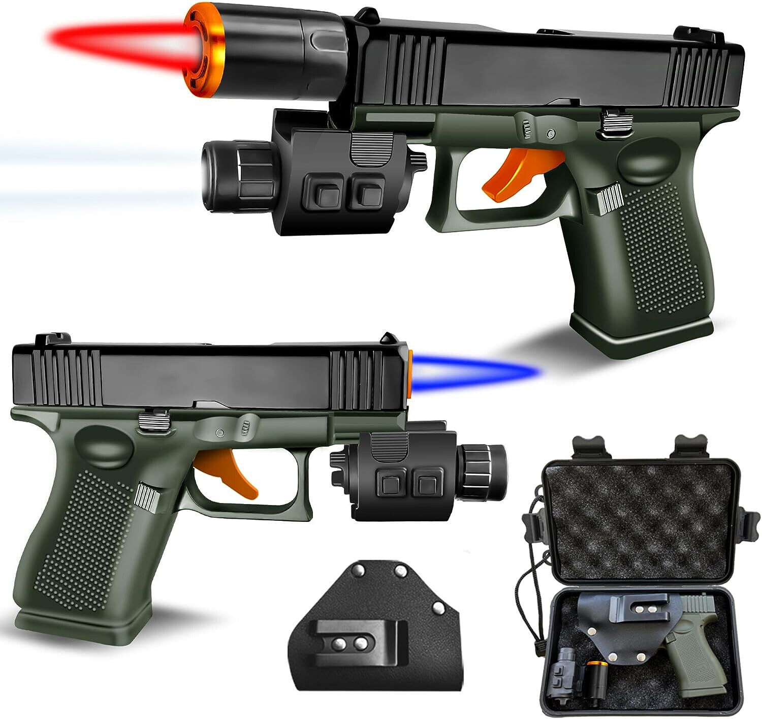 Refillable butane Gun Lighter Jet Torch Pistol Windproof, All Black With Case