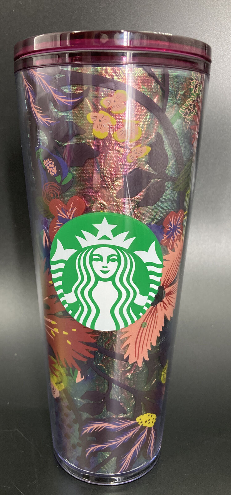 Starbucks Fall 2021 Iridescent Foil Floral Design Venti 24oz Acrylic Tumbler GC