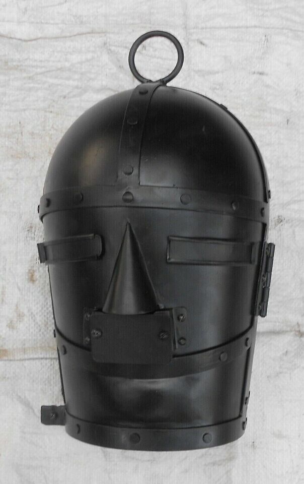 Mask-Medieval Torture face Helmet & Public humiliations Device Black finish Gift